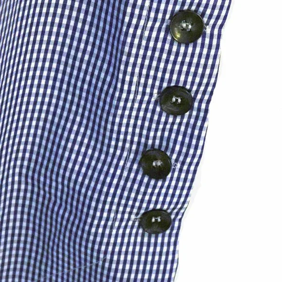 Amazing Gracila Blue & White Gingham Collared Long Sleeve Blouse Size M NWT - Picture 12 of 12